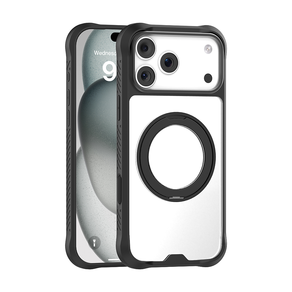 Apple iPhone 17 Pro Max Case with M-safe Charging Finger Ring Stand Airbag Design Mutural Obsidian Series Cover - 4