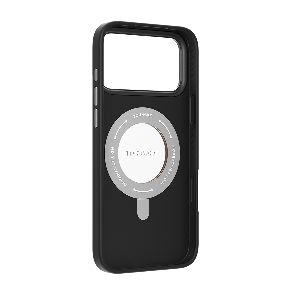 Apple iPhone 17 Pro Max Case with M-safe Charging Function, 360 Degree Stand, Simple Matte Leather Pattern, Youngkit Tech Leather Series Cover - 12