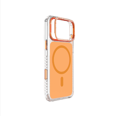 Apple iPhone 17 Pro Max Case with M-safe Charging, Metal Camera Frame, Airbag Design, Lenyes CK221 Hard PC Cover Orange