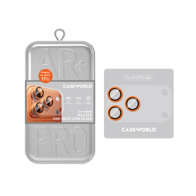 Apple iPhone 17 Pro Max Case World Alloy One-Piece Series Anti-Reflective Camera Lens Protector Orange