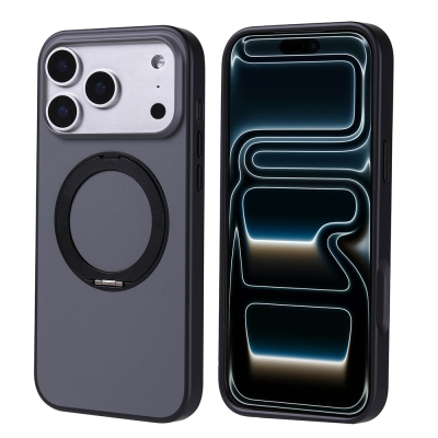 Apple iPhone 17 Pro Max Case Zore Proton Silicone Cover M-Safe Charging Stand Black