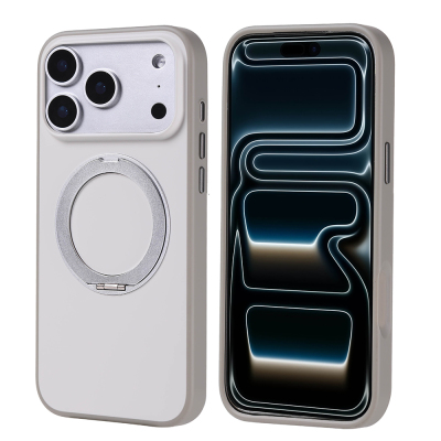 Apple iPhone 17 Pro Max Case Zore Proton Silicone Cover M-Safe Charging Stand Grey