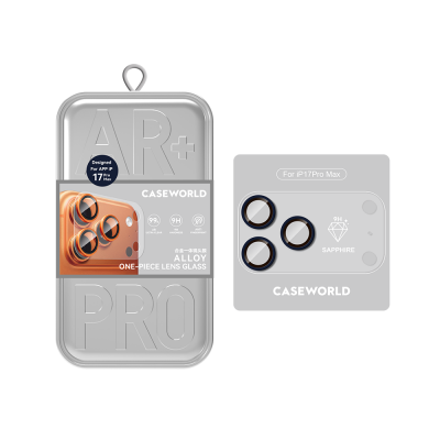 Apple iPhone 17 Pro Max CaseWorld Alloy Sapphire Safir One-Piece Anti Reflective Safir Kamera Lens Koruyucu Mavi