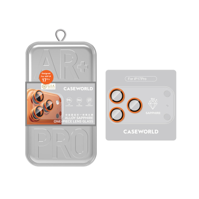 Apple iPhone 17 Pro Max CaseWorld Alloy Sapphire Sapphire One-Piece Anti Reflective Sapphire Camera Lens Protector Orange