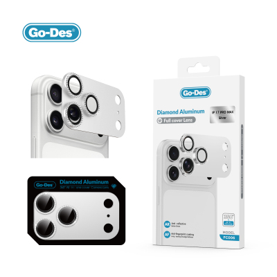 Apple iPhone 17 Pro Max Go Des FC006 Diamond Titanium Series Anti-Reflective Camera Lens Protector Silver