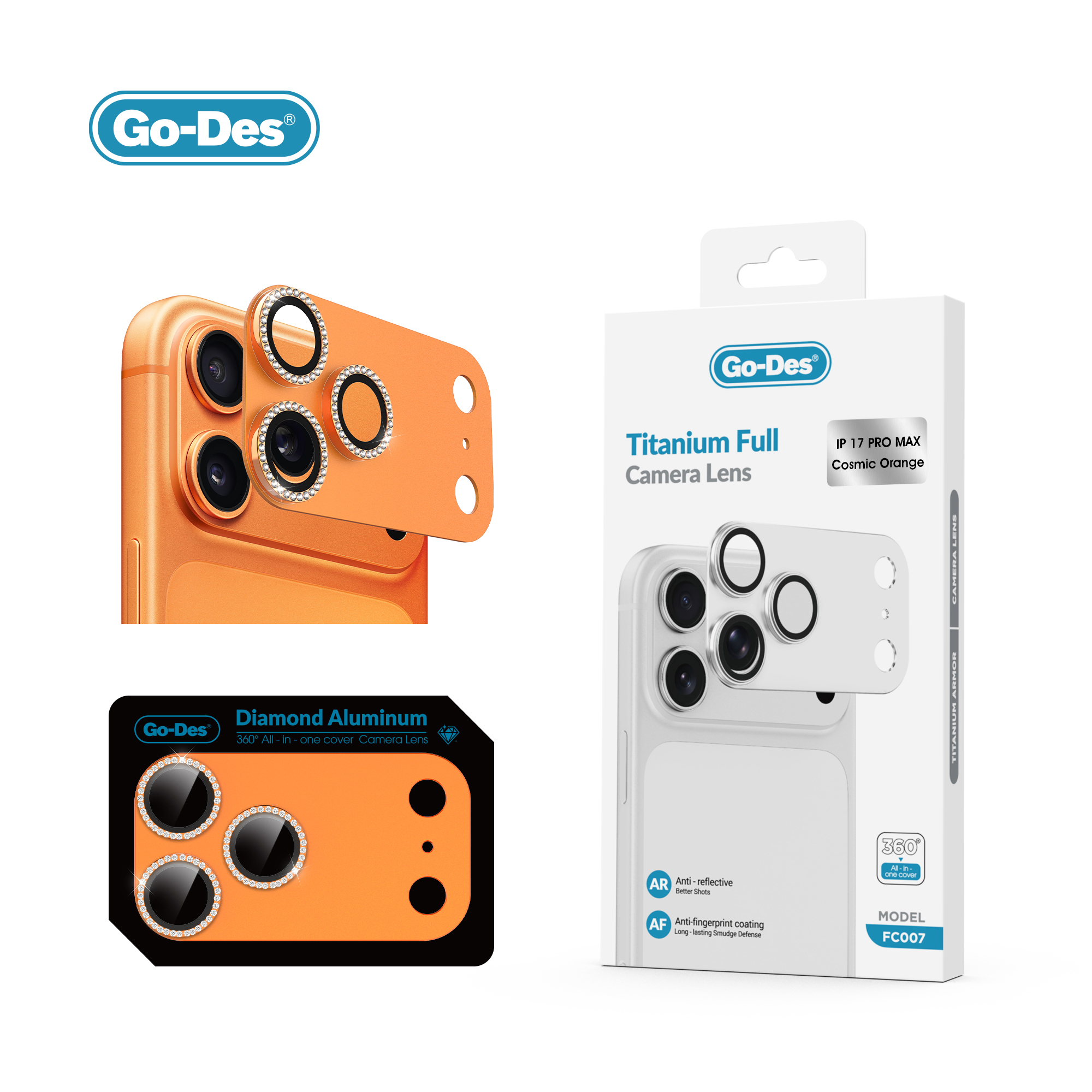 Apple iPhone 17 Pro Max Go Des FC006 Diamond Titanium Series Anti-Reflective Camera Lens Protector - 4