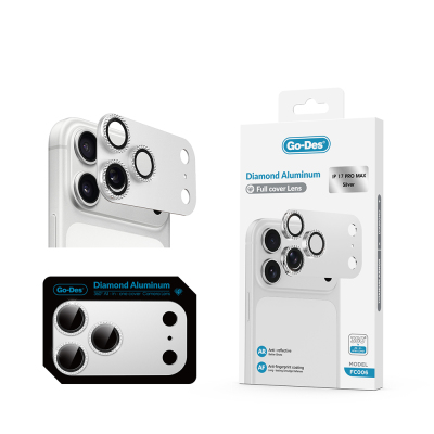 Apple iPhone 17 Pro Max Go Des FC006 Diamond Titanium Series Anti-Reflective Camera Lens Protector Silver