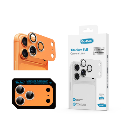 Apple iPhone 17 Pro Max Go Des FC006 Diamond Titanium Series Anti-Reflective Camera Lens Protector Orange