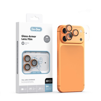 Apple iPhone 17 Pro Max Go Des FC011 Glass Armor Serisi Kamera Lens Koruyucu Turuncu