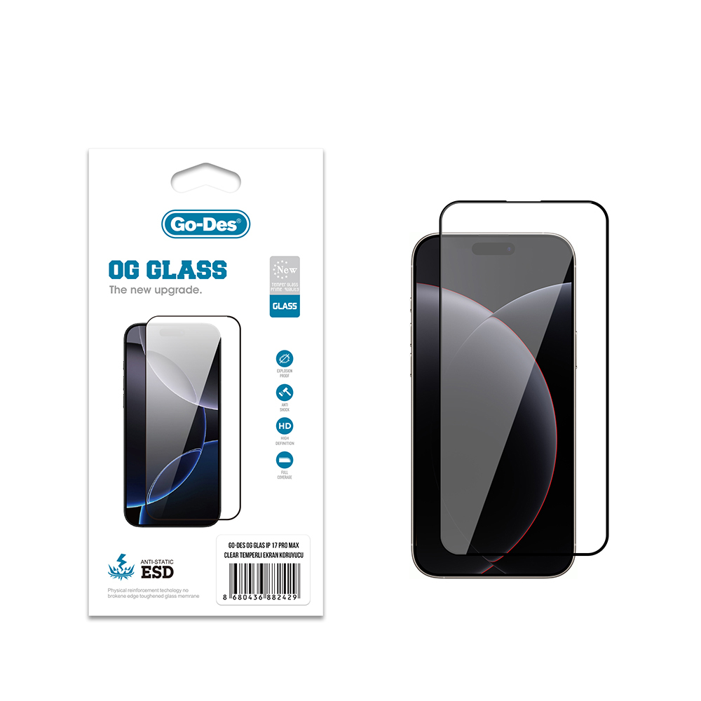 Apple iPhone 17 Pro Max Go Des OG Glass Antistatik Temperli Cam Ekran Koruyucu - 2