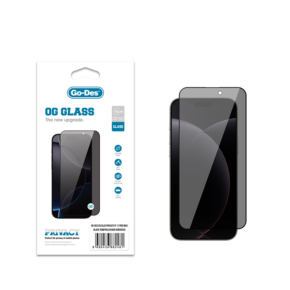 Apple iPhone 17 Pro Max Go Des OG Glass Privacy Antistatik Temperli Cam Ekran Koruyucu - 2