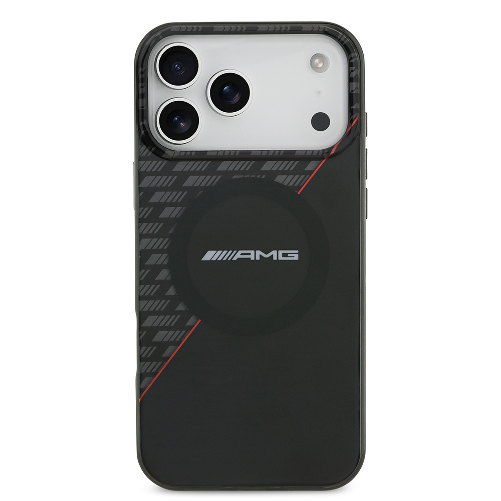 Apple iPhone 17 Pro Max Kılıf AMG Orjinal Lisanslı M-safe Şarj Özellikli Çift Katmanlı Kırmızı Çapraz Çizgili Kapak - 4