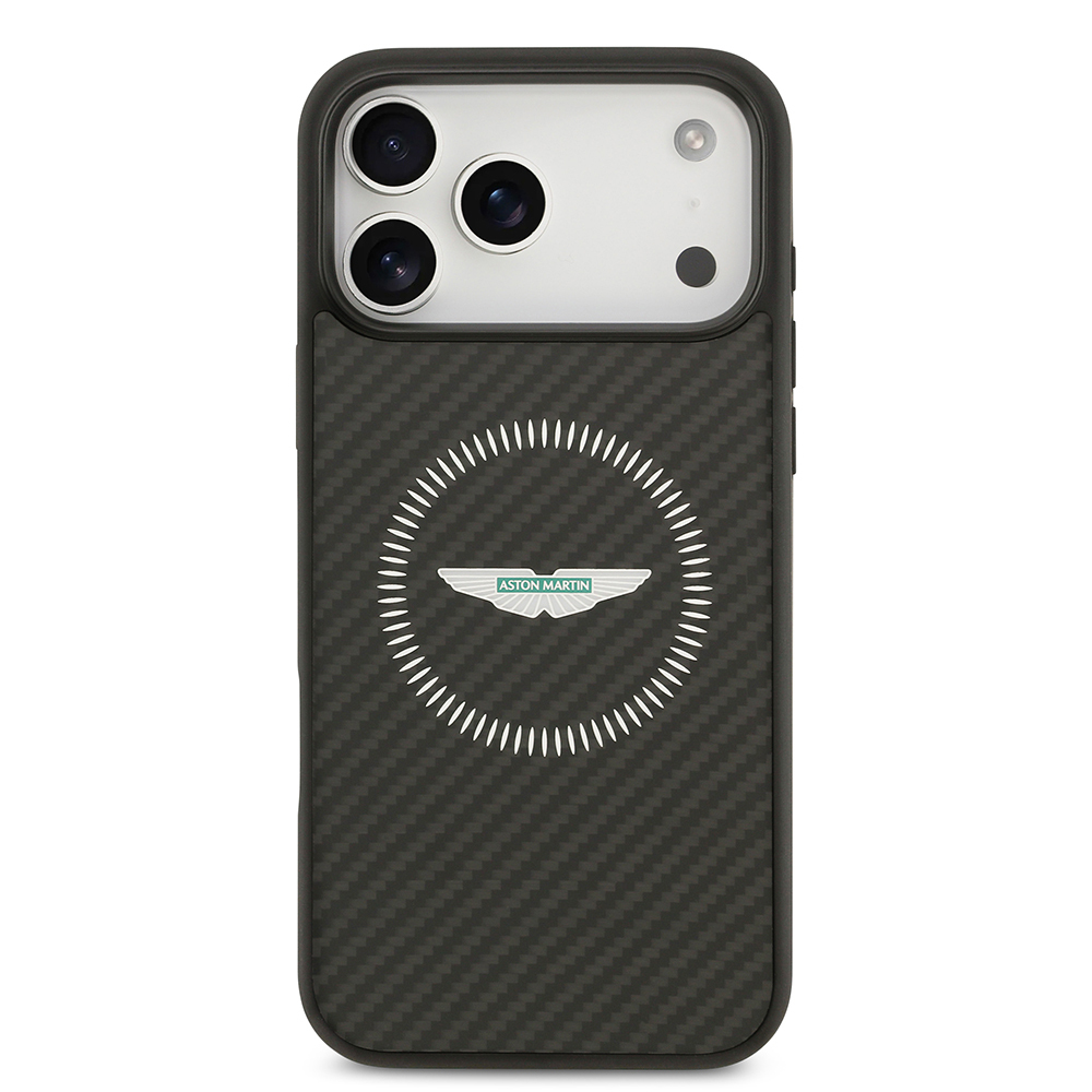 Apple iPhone 17 Pro Max Kılıf Aston Martin Orjinal Lisanslı M-safe Şarj Özellikli Karbon Fiber Kevlar Kapak - 4