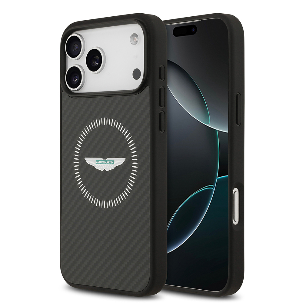 Apple iPhone 17 Pro Max Kılıf Aston Martin Orjinal Lisanslı M-safe Şarj Özellikli Karbon Fiber Kevlar Kapak - 2