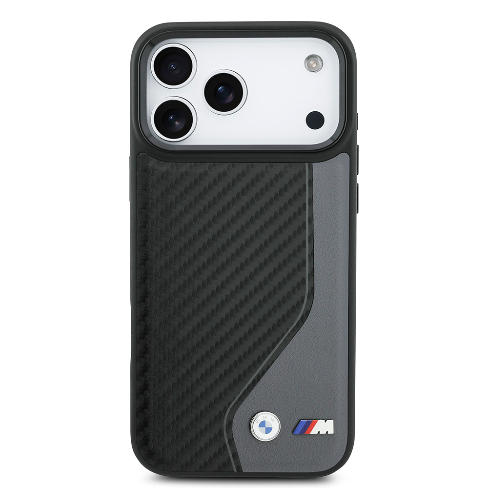 Apple iPhone 17 Pro Max Kılıf BMW Orjinal Lisanslı M-safe Şarj Özellikli Metal BMW ve M Logolu PU Karbon Tasarımlı Kapak - 4