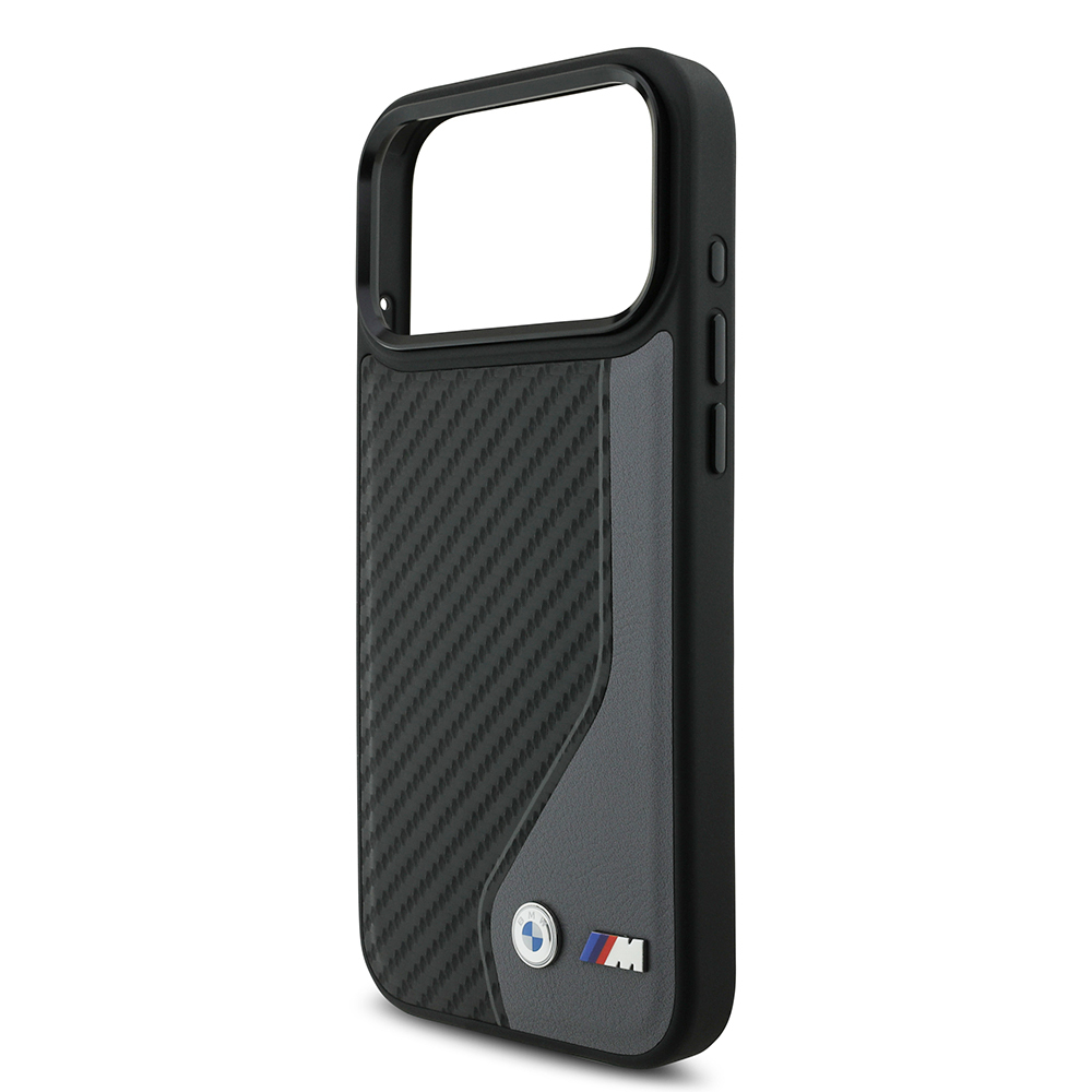 Apple iPhone 17 Pro Max Kılıf BMW Orjinal Lisanslı M-safe Şarj Özellikli Metal BMW ve M Logolu PU Karbon Tasarımlı Kapak - 7