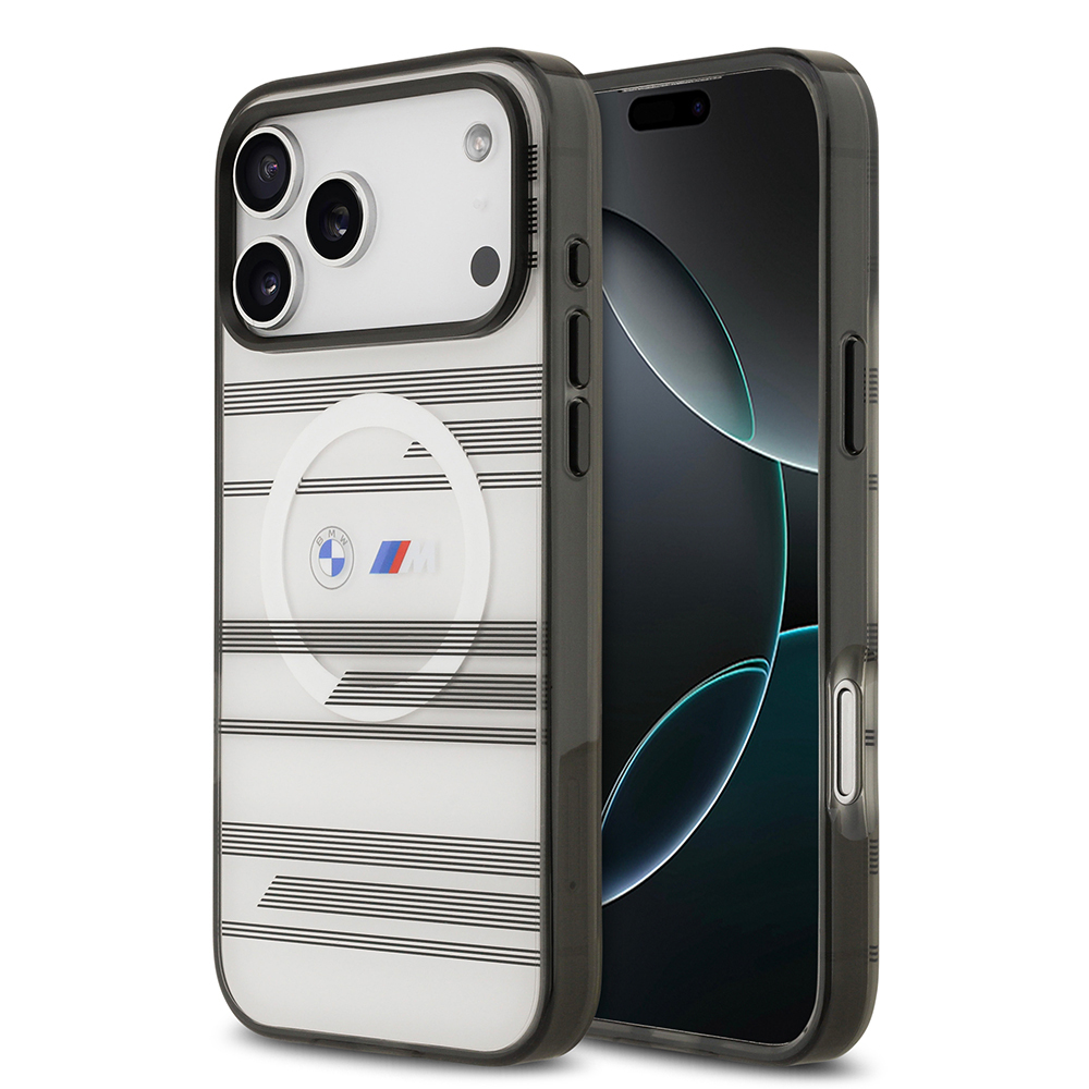 Apple iPhone 17 Pro Max Kılıf BMW Orjinal Lisanslı M-safe Şarj Özellikli Metal Kamera Butonlu Yatay Şeritli M Dizayn Kapak - 1