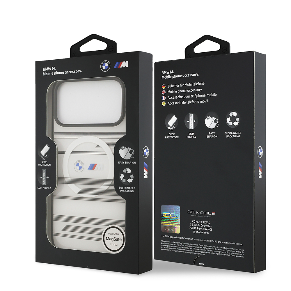 Apple iPhone 17 Pro Max Kılıf BMW Orjinal Lisanslı M-safe Şarj Özellikli Metal Kamera Butonlu Yatay Şeritli M Dizayn Kapak - 11