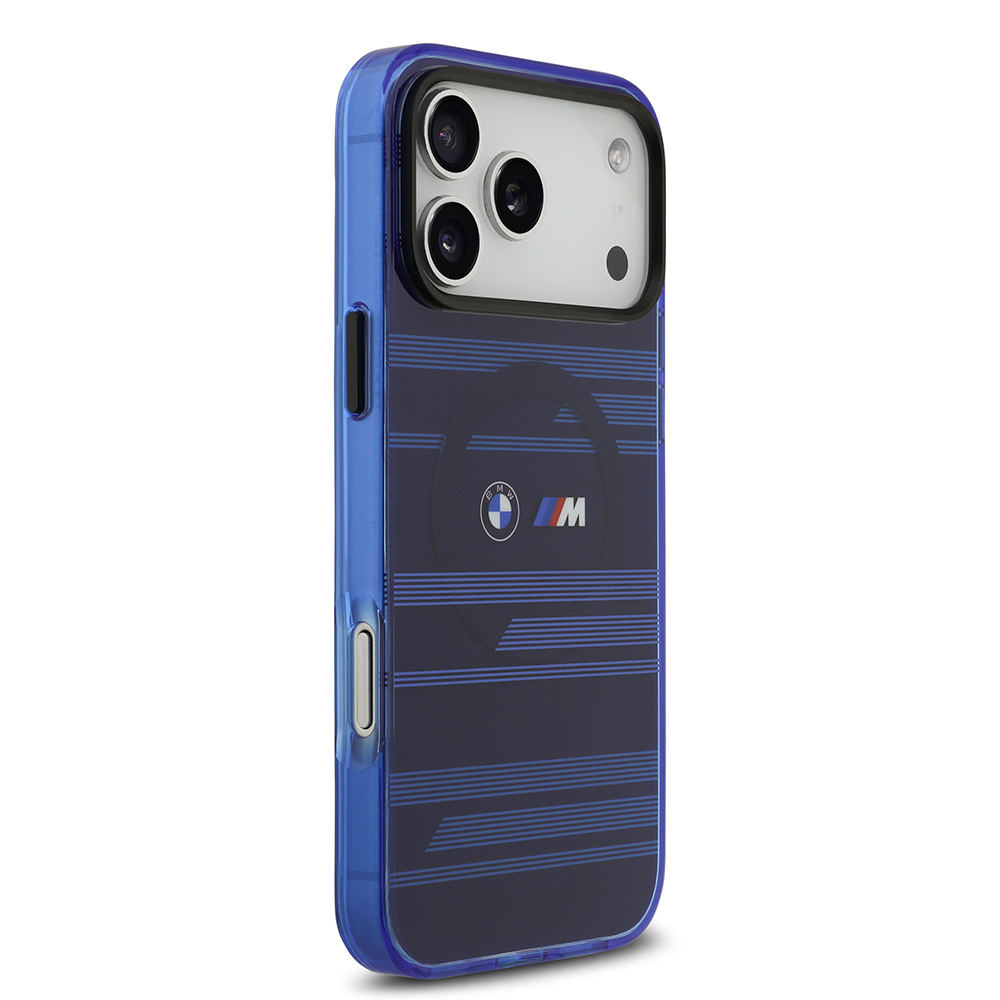 Apple iPhone 17 Pro Max Kılıf BMW Orjinal Lisanslı M-safe Şarj Özellikli Metal Kamera Butonlu Yatay Şeritli M Dizayn Kapak - 14