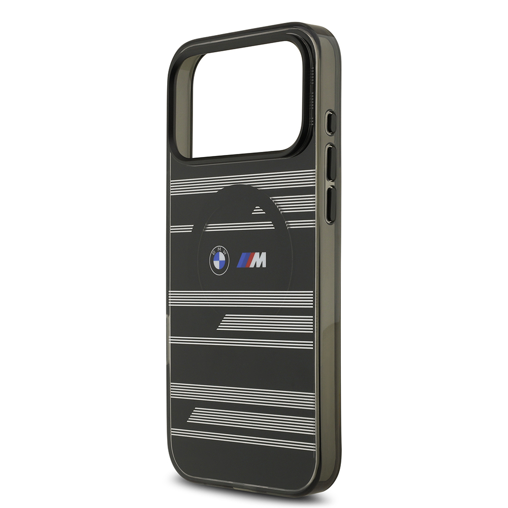 Apple iPhone 17 Pro Max Kılıf BMW Orjinal Lisanslı M-safe Şarj Özellikli Metal Kamera Butonlu Yatay Şeritli M Dizayn Kapak - 23
