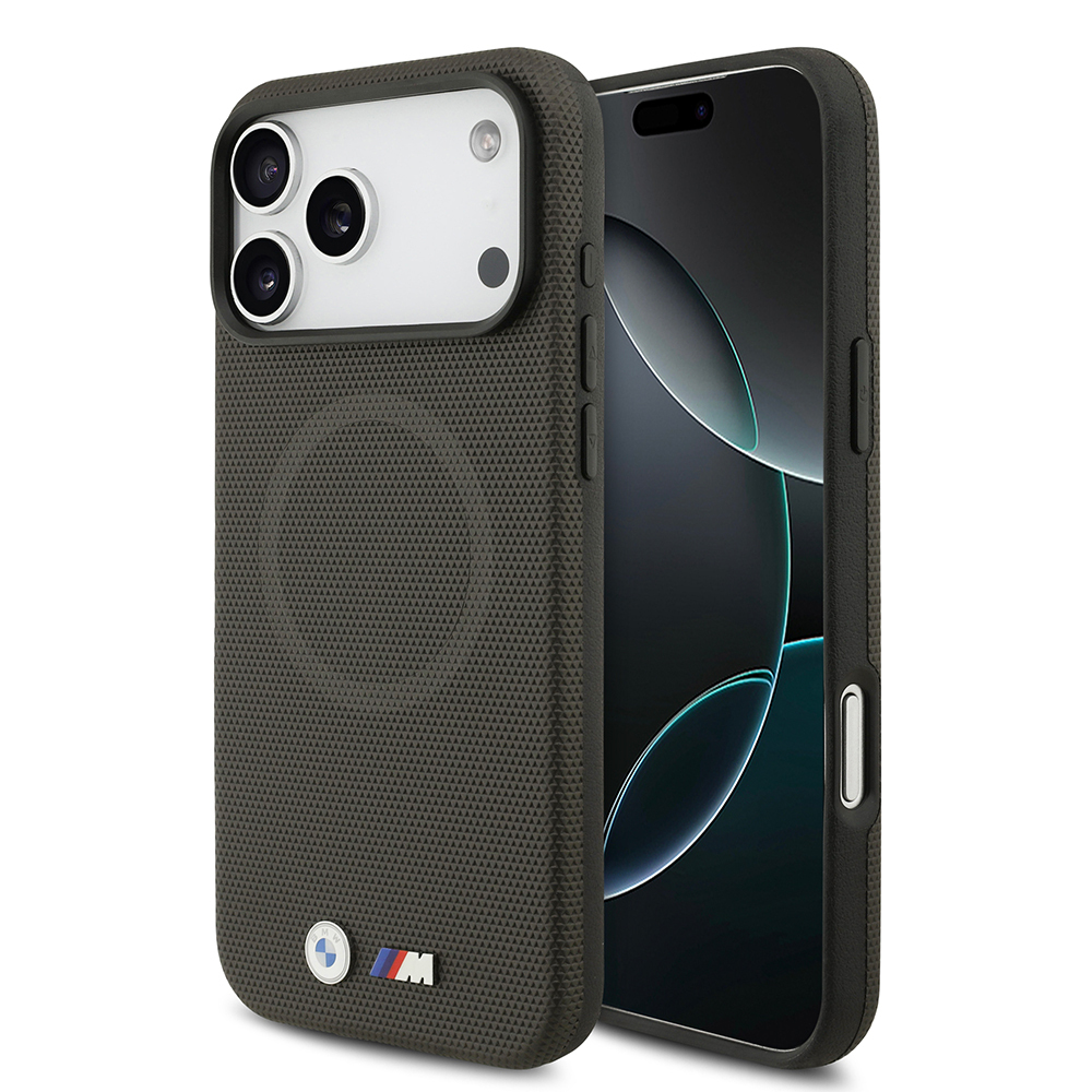 Apple iPhone 17 Pro Max Kılıf BMW Orjinal Lisanslı M-safe Şarj Özellikli Metal Logolu Delikli M Dizayn Deri Kapak - 2