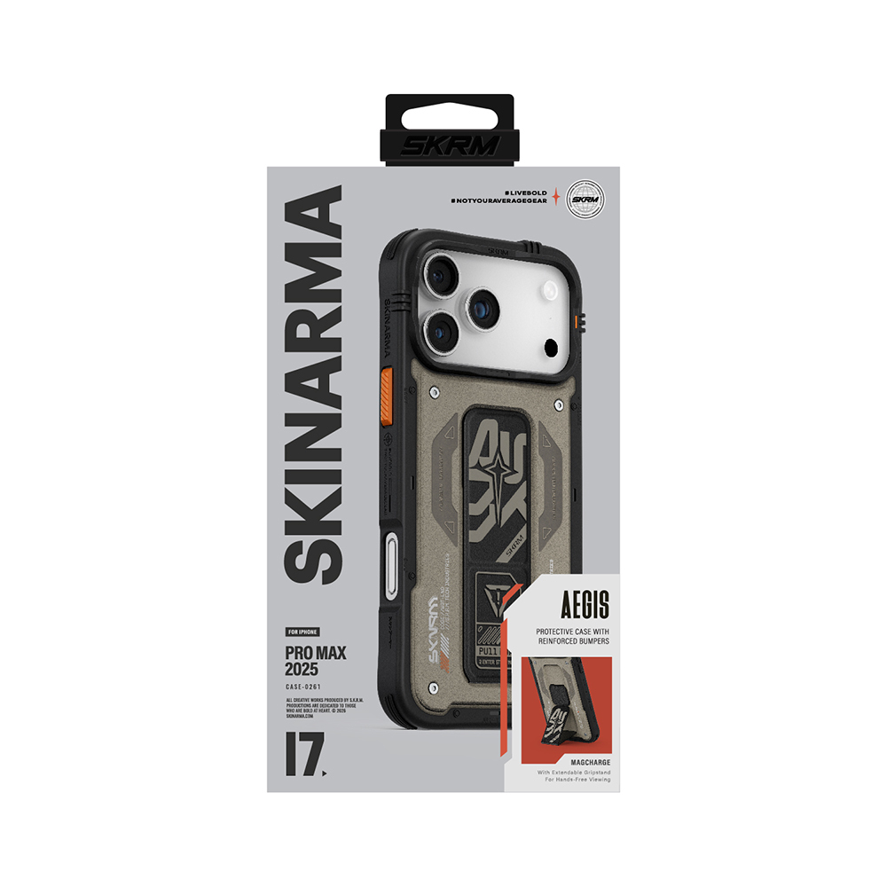 Apple iPhone 17 Pro Max Kılıf Desenli Airbag Tasarımlı Standlı Skinarma Aegis Kapak - 11