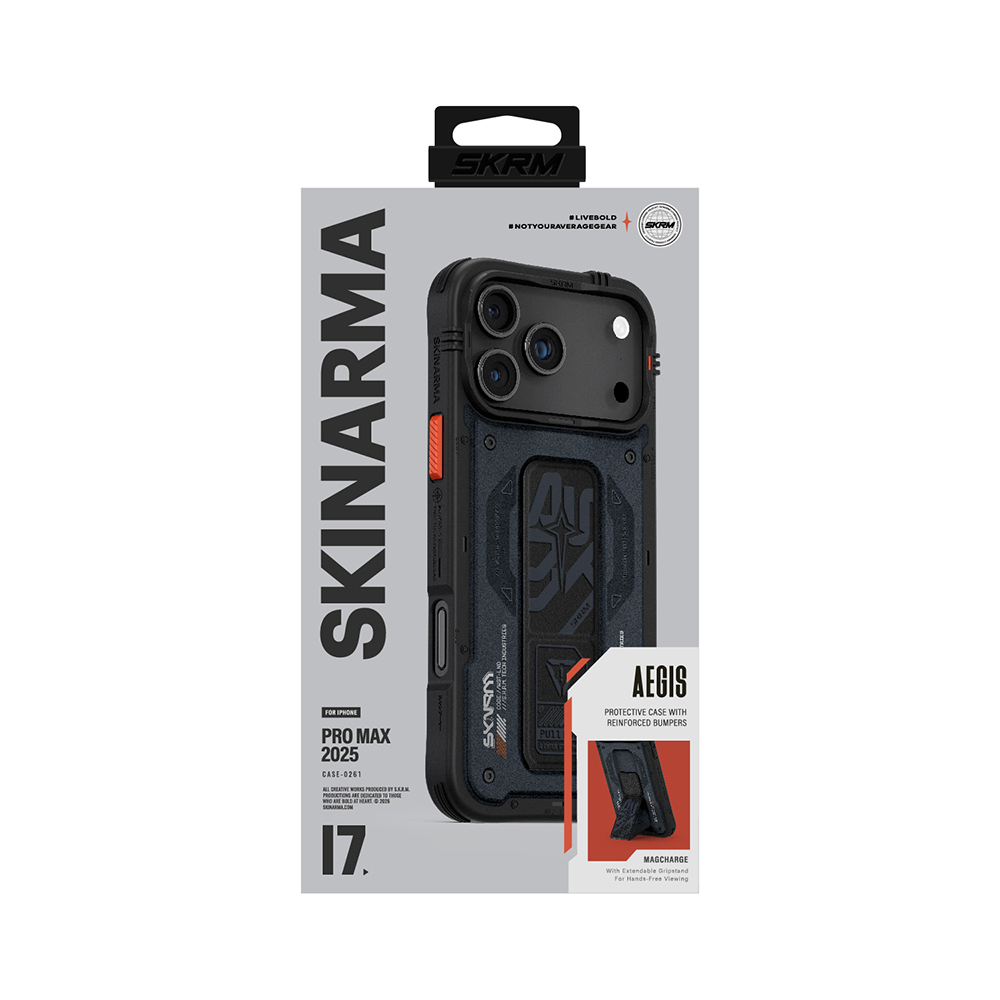 Apple iPhone 17 Pro Max Kılıf Desenli Airbag Tasarımlı Standlı Skinarma Aegis Kapak - 10