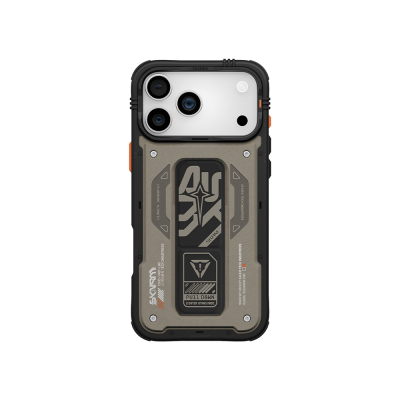 Apple iPhone 17 Pro Max Kılıf Desenli Airbag Tasarımlı Standlı Skinarma Aegis Kapak Gri