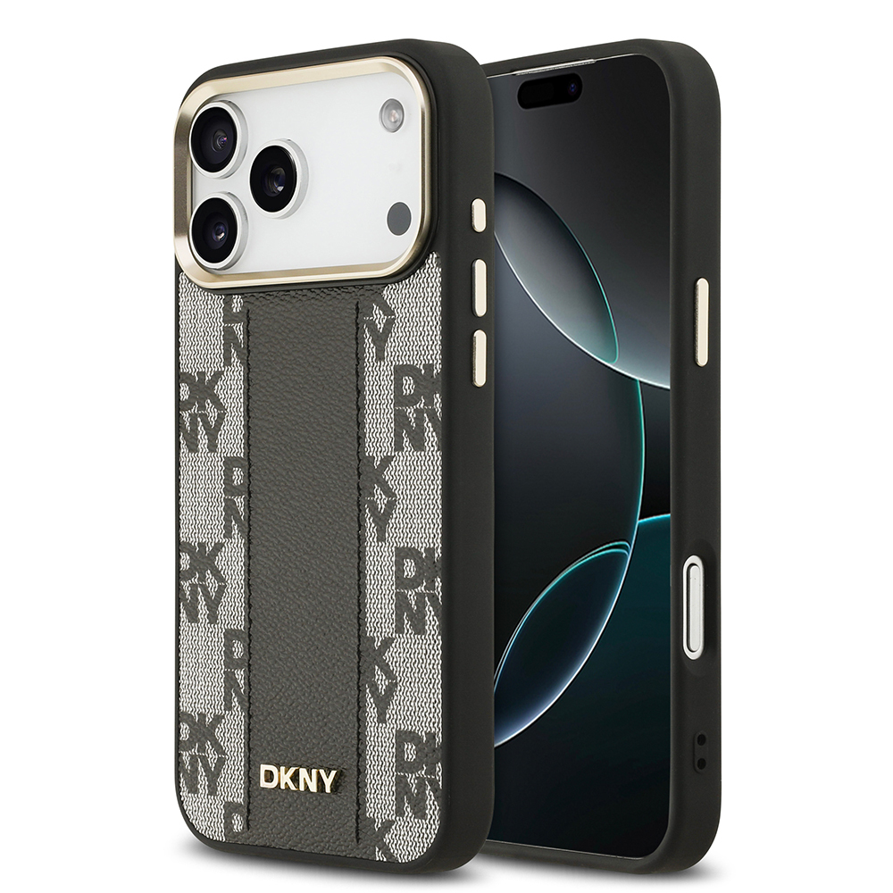 Apple iPhone 17 Pro Max Kılıf DKNY Orjinal Lisanslı M-safe Şarj Özellikli 3D Yazılı Checkered Pattern Kapak - 1