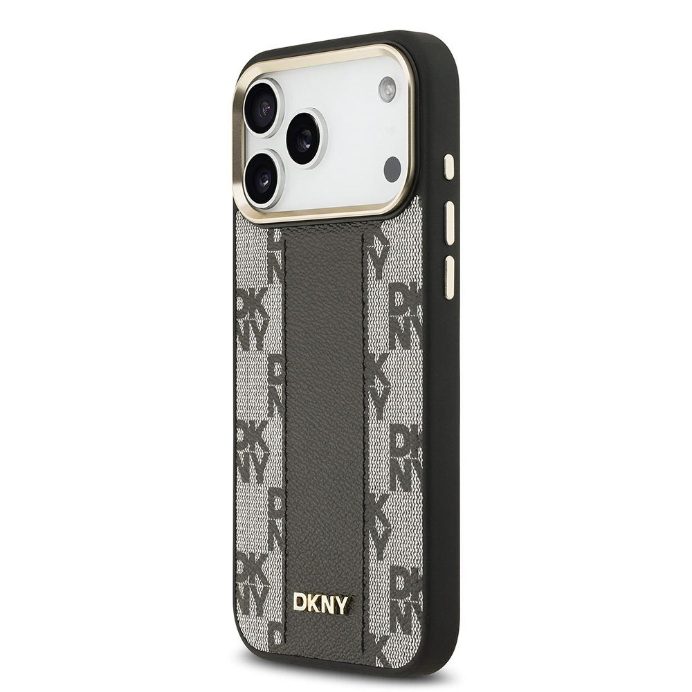 Apple iPhone 17 Pro Max Kılıf DKNY Orjinal Lisanslı M-safe Şarj Özellikli 3D Yazılı Checkered Pattern Kapak - 4