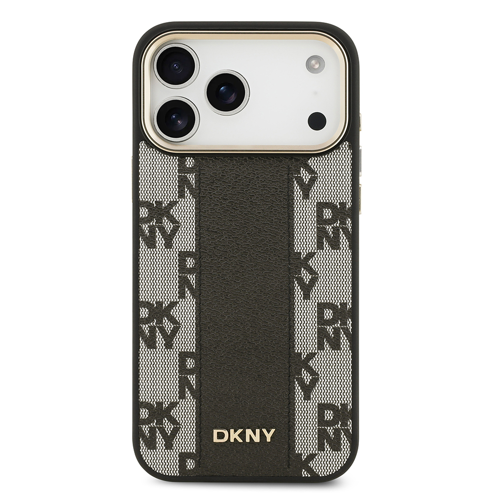 Apple iPhone 17 Pro Max Kılıf DKNY Orjinal Lisanslı M-safe Şarj Özellikli 3D Yazılı Checkered Pattern Kapak - 5