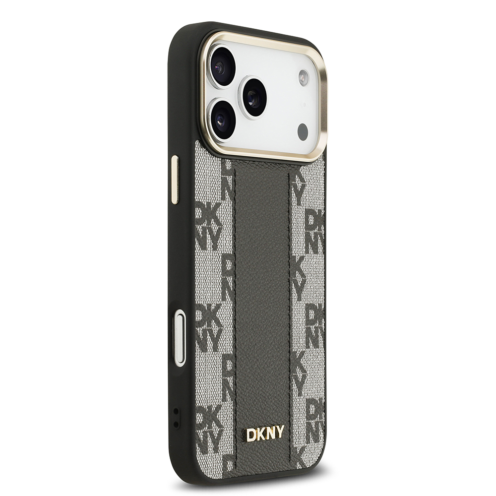 Apple iPhone 17 Pro Max Kılıf DKNY Orjinal Lisanslı M-safe Şarj Özellikli 3D Yazılı Checkered Pattern Kapak - 6