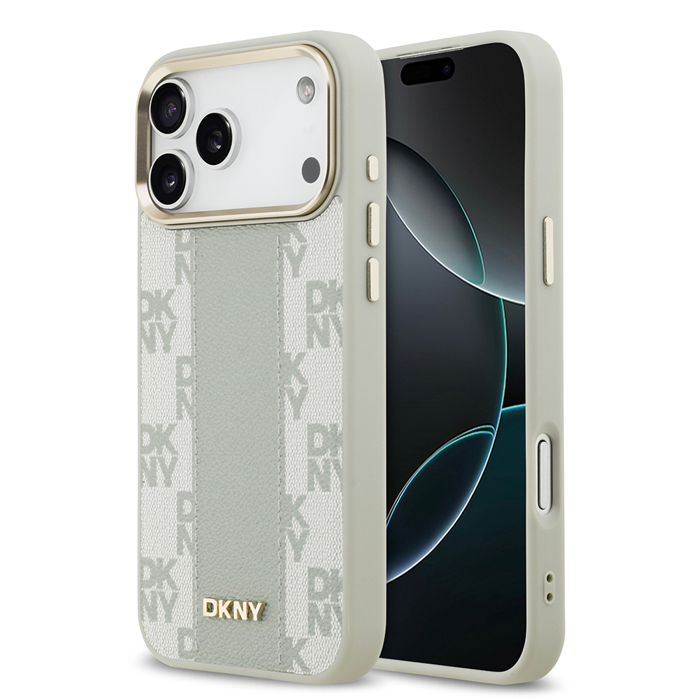 Apple iPhone 17 Pro Max Kılıf DKNY Orjinal Lisanslı M-safe Şarj Özellikli 3D Yazılı Checkered Pattern Kapak - 3