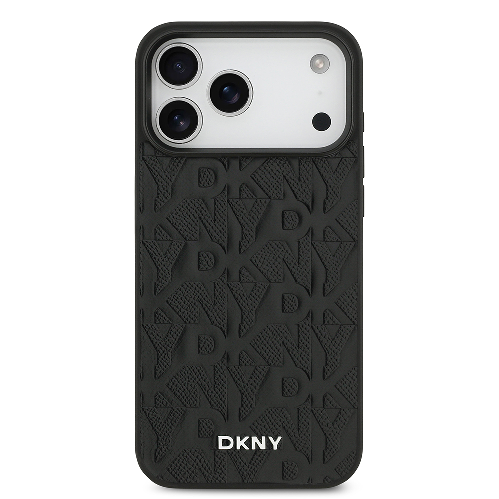 Apple iPhone 17 Pro Max Kılıf DKNY Orjinal Lisanslı M-safe Şarj Özellikli 3D Yazılı Grid Pattern Kapak - 5
