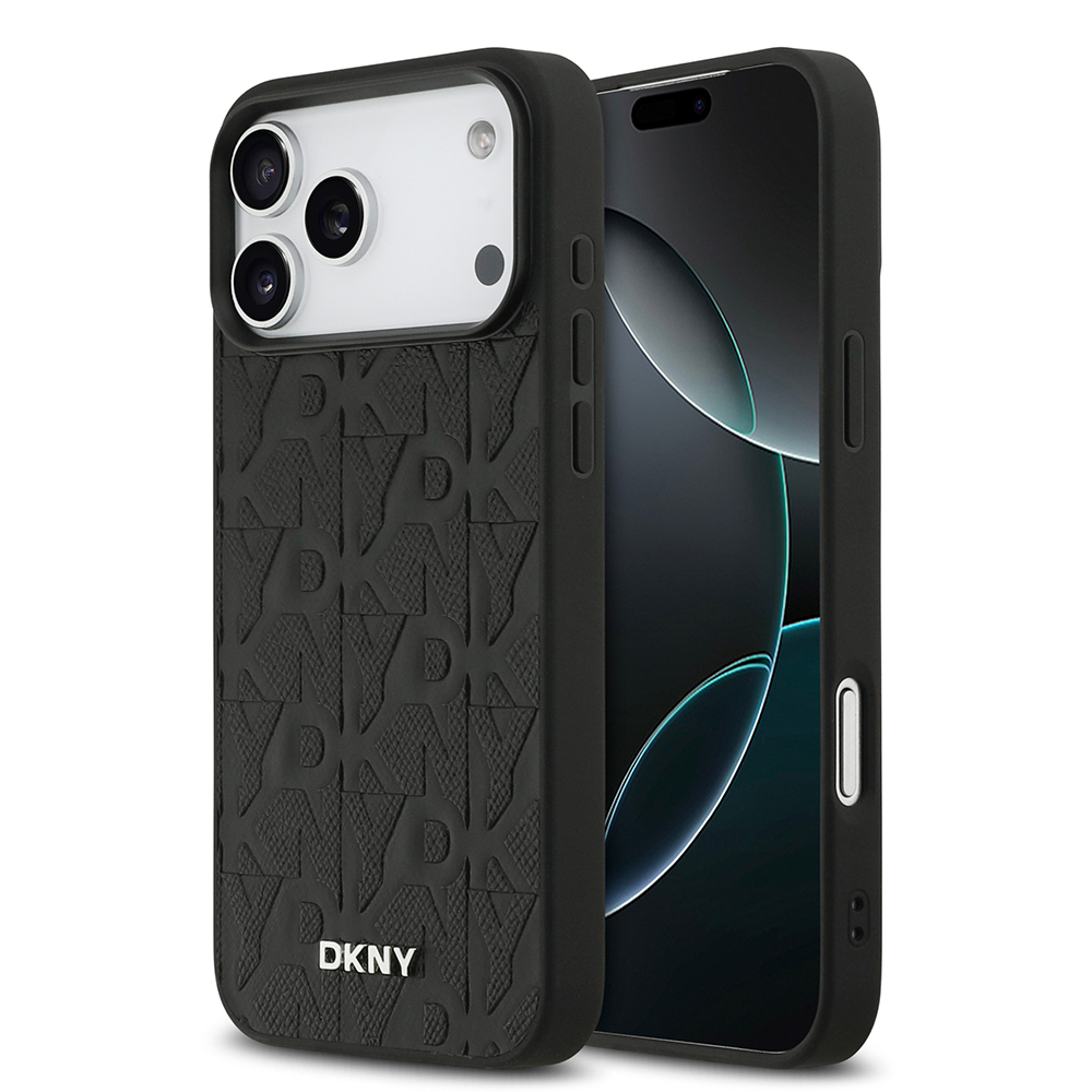 Apple iPhone 17 Pro Max Kılıf DKNY Orjinal Lisanslı M-safe Şarj Özellikli 3D Yazılı Grid Pattern Kapak - 2