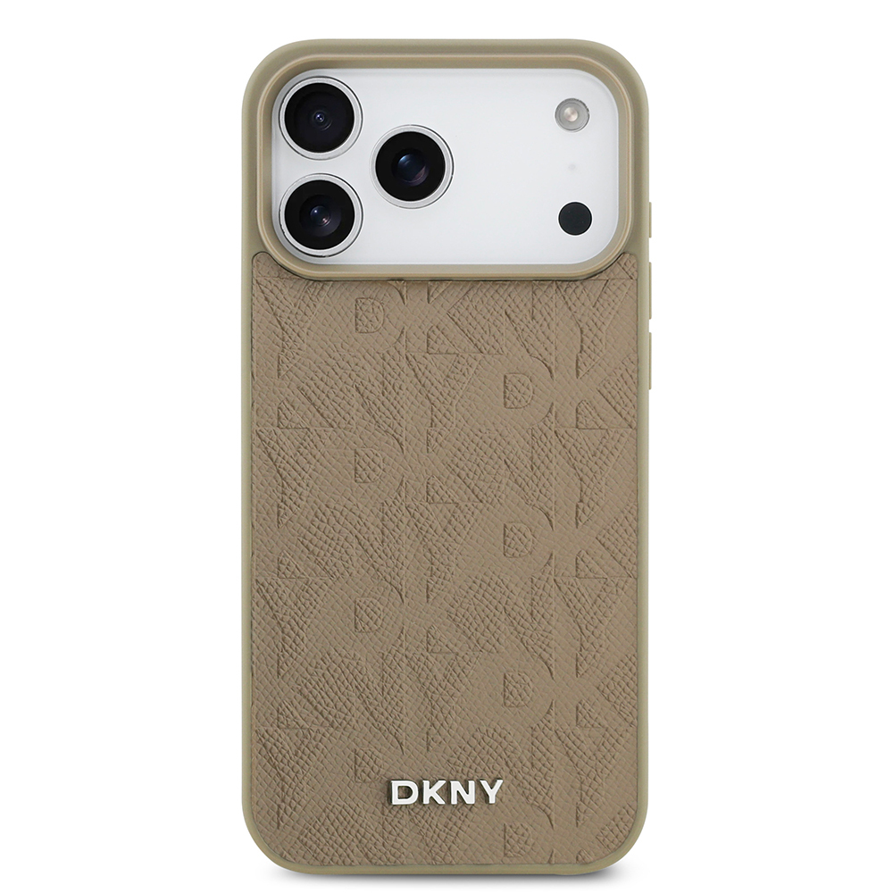 Apple iPhone 17 Pro Max Kılıf DKNY Orjinal Lisanslı M-safe Şarj Özellikli 3D Yazılı Grid Pattern Kapak - 12