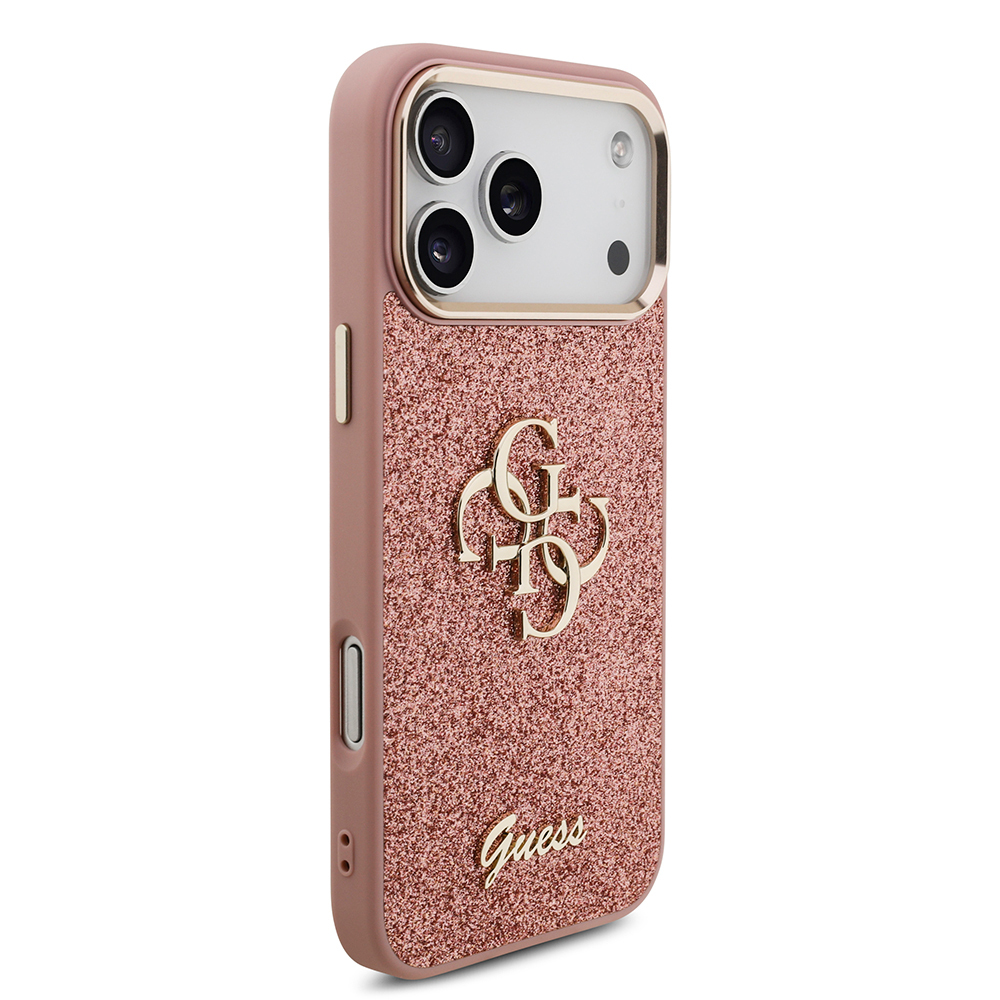 Apple iPhone 17 Pro Max Kılıf Guess Orjinal Lisanslı 4G Büyük Metal Kamera Çerçeveli ve Logolu Glitter Kapak - 8