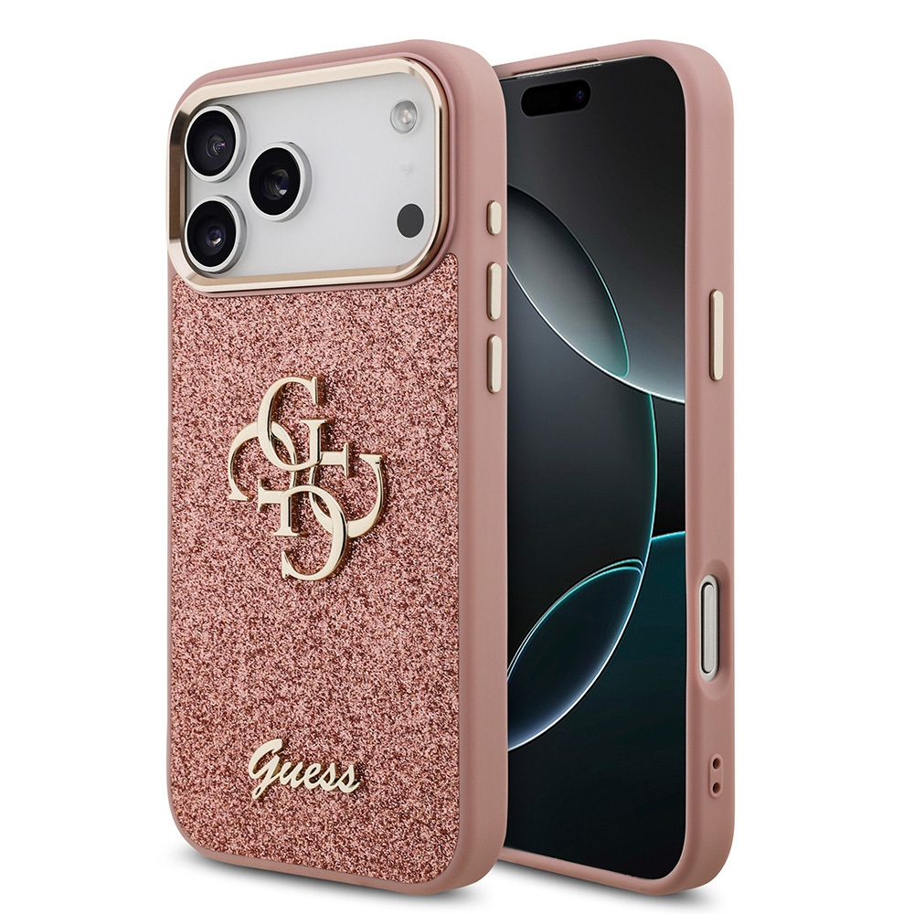 Apple iPhone 17 Pro Max Kılıf Guess Orjinal Lisanslı 4G Büyük Metal Kamera Çerçeveli ve Logolu Glitter Kapak - 2