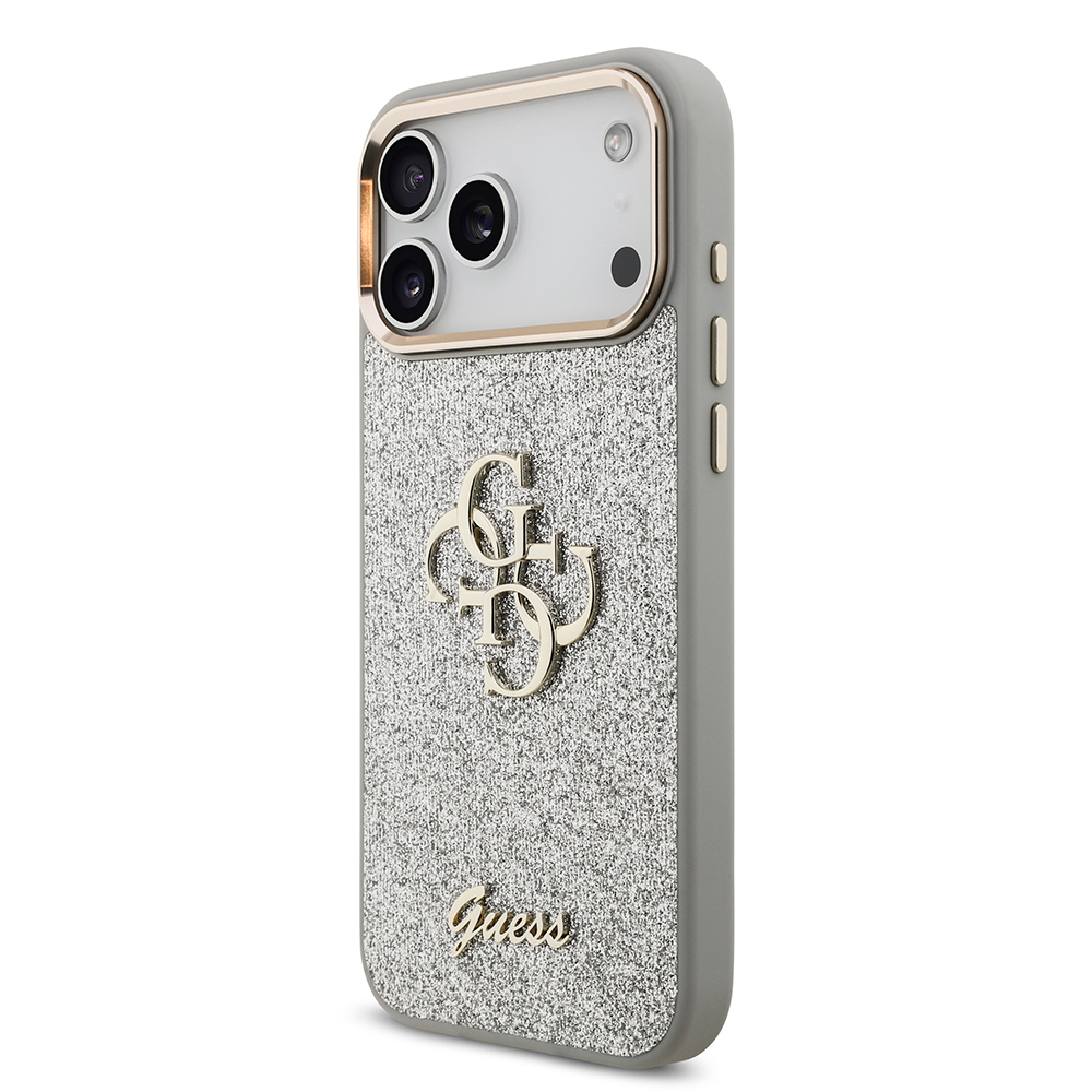 Apple iPhone 17 Pro Max Kılıf Guess Orjinal Lisanslı 4G Büyük Metal Kamera Çerçeveli ve Logolu Glitter Kapak - 13