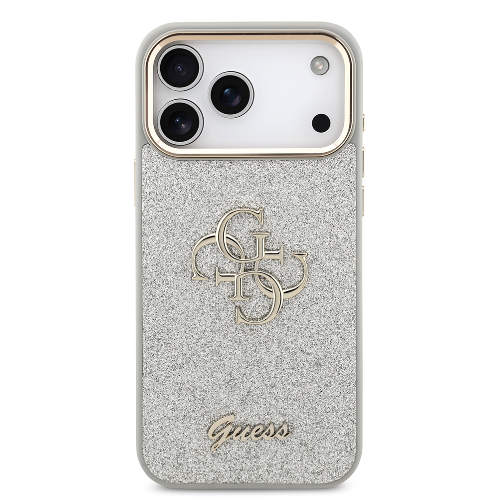 Apple iPhone 17 Pro Max Kılıf Guess Orjinal Lisanslı 4G Büyük Metal Kamera Çerçeveli ve Logolu Glitter Kapak - 14