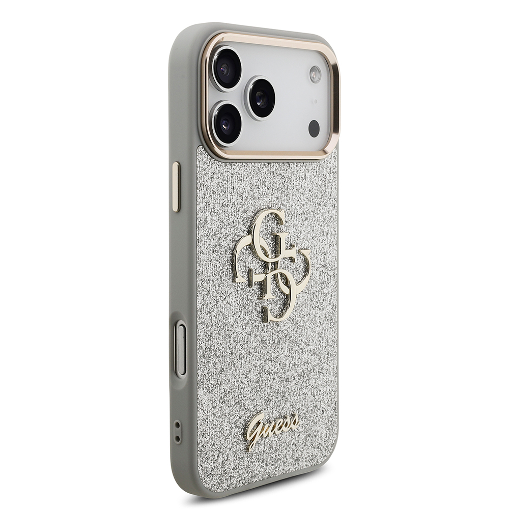 Apple iPhone 17 Pro Max Kılıf Guess Orjinal Lisanslı 4G Büyük Metal Kamera Çerçeveli ve Logolu Glitter Kapak - 15