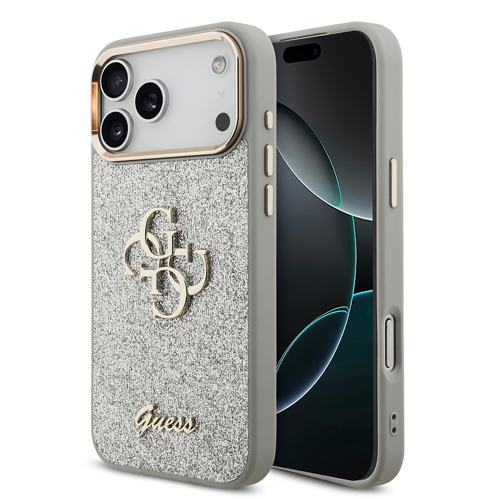 Apple iPhone 17 Pro Max Kılıf Guess Orjinal Lisanslı 4G Büyük Metal Kamera Çerçeveli ve Logolu Glitter Kapak - 3