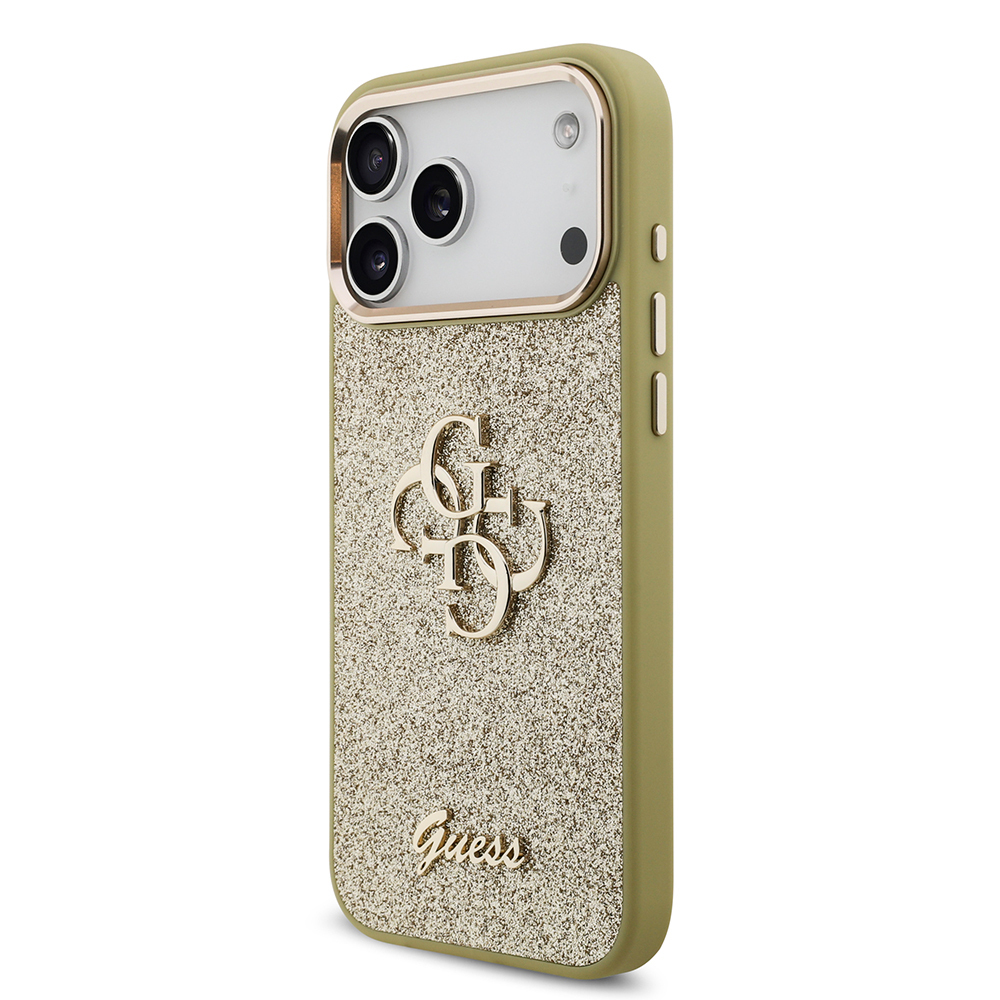 Apple iPhone 17 Pro Max Kılıf Guess Orjinal Lisanslı 4G Büyük Metal Kamera Çerçeveli ve Logolu Glitter Kapak - 20