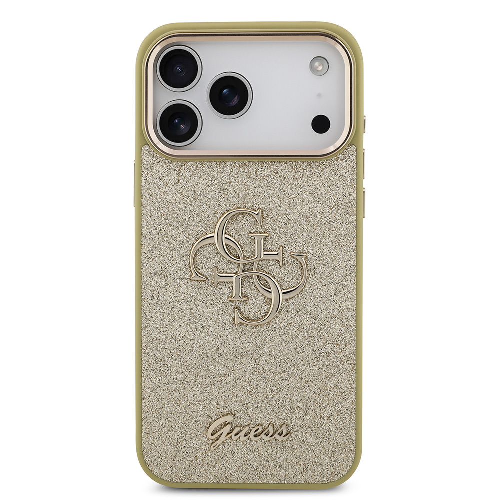 Apple iPhone 17 Pro Max Kılıf Guess Orjinal Lisanslı 4G Büyük Metal Kamera Çerçeveli ve Logolu Glitter Kapak - 21