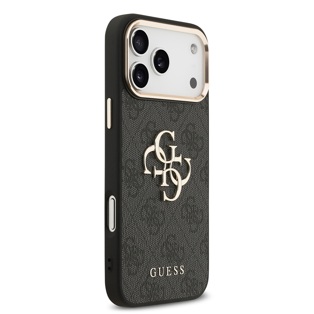 Apple iPhone 17 Pro Max Kılıf Guess Orjinal Lisanslı Gold Metal Kamera Çerçeveli 4G Desenli Metal Büyük 4G ve Yazı Logolu Kapak - 6