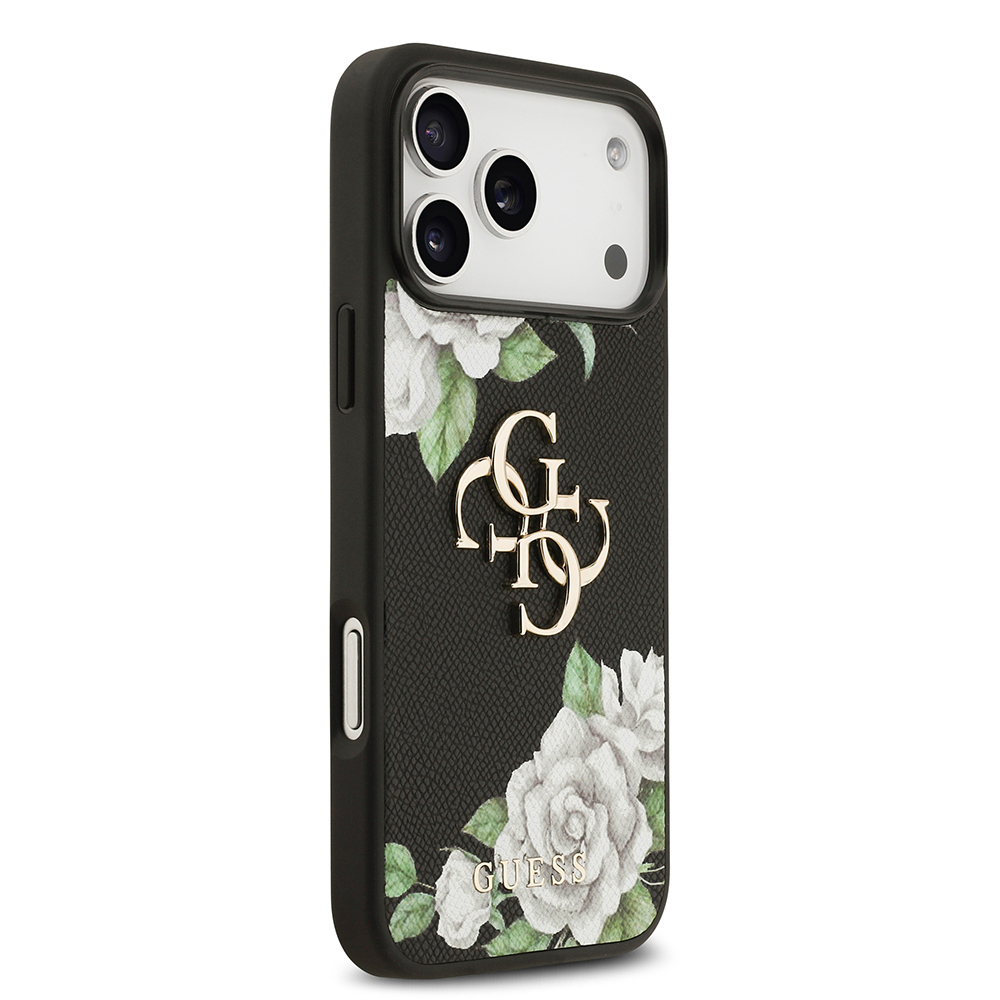 Apple iPhone 17 Pro Max Kılıf Guess Orjinal Lisanslı Gül Baskılı Büyük Metal Logo Dizaynlı Kapak - 6