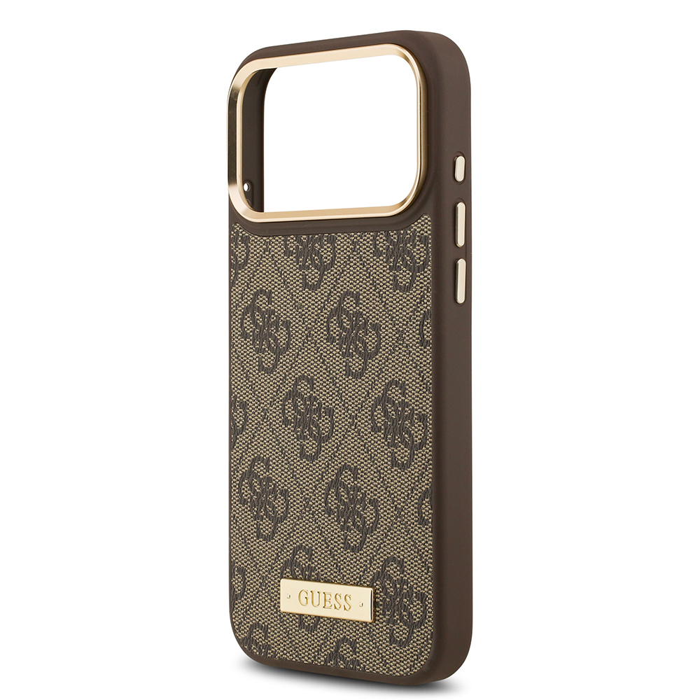 Apple iPhone 17 Pro Max Kılıf Guess Orjinal Lisanslı M-safe Şarj Özellikli 4G Desenli PU Metal Plaka Klasik Logolu Kapak - 8
