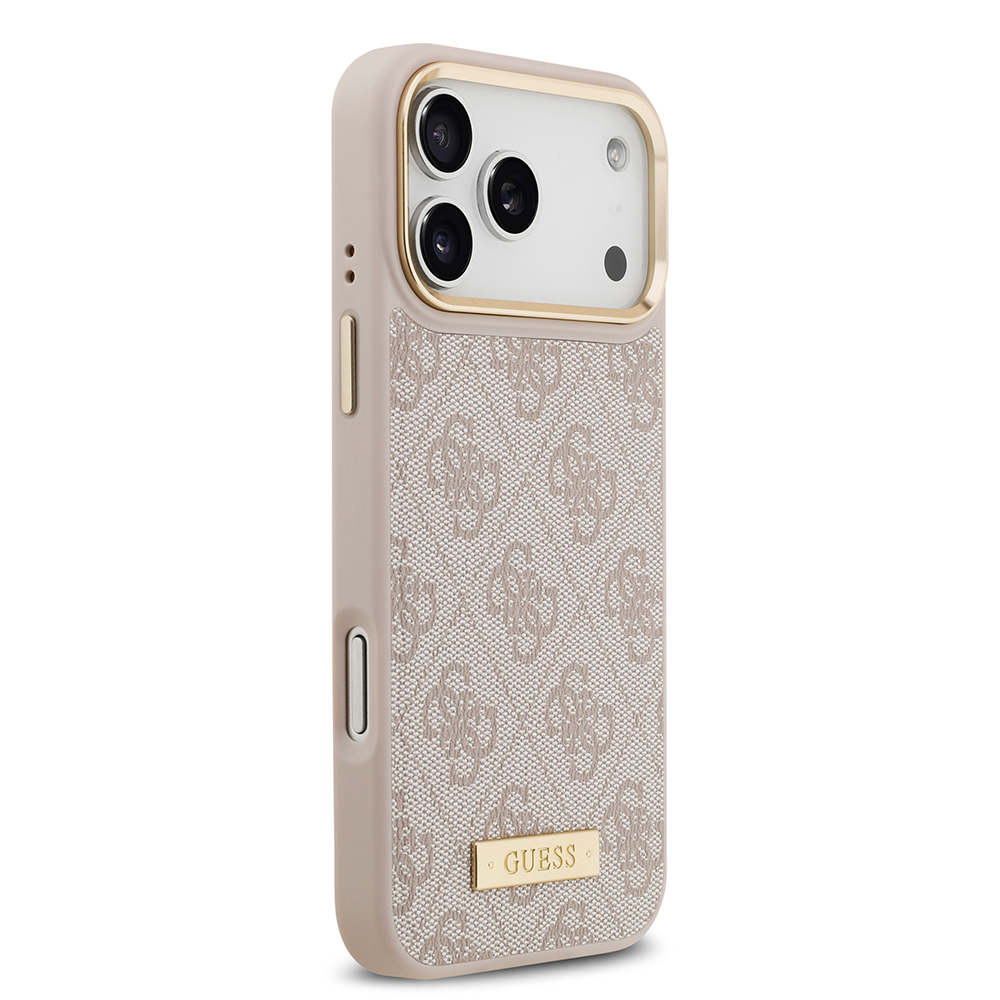 Apple iPhone 17 Pro Max Kılıf Guess Orjinal Lisanslı M-safe Şarj Özellikli 4G Desenli PU Metal Plaka Klasik Logolu Kapak - 19
