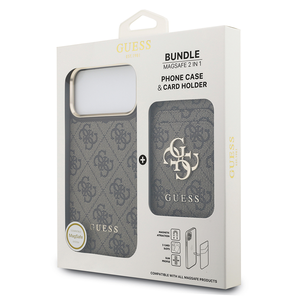 Apple iPhone 17 Pro Max Kılıf Guess Orjinal Lisanslı M-safe Şarj Özellikli 4G Metal Büyük Logolu Kartlıklı Kapak - 22