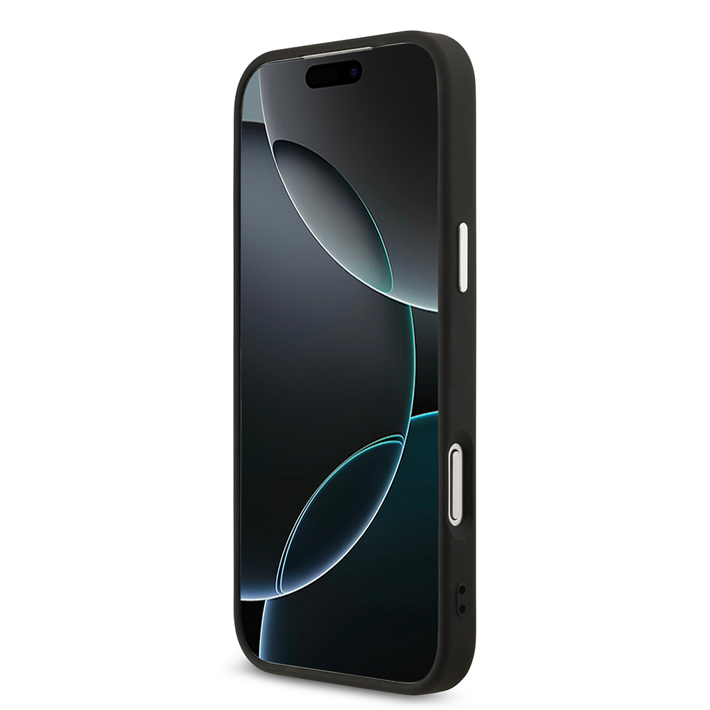 Apple iPhone 17 Pro Max Kılıf Guess Orjinal Lisanslı M-safe Şarj Özellikli Gold Metal Kamera Çerçeveli Taşlı Üçgen Logo 4G Desenli Kapak - 7